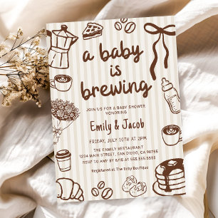 Handgezeichnete Babyparty: Ein Baby braut Kaffee Einladung