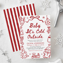 Handgezeichnete Babyparty-Einladung 'Baby, es ist 