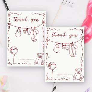Handgezeichnete Babysachen Baby Shower Danke