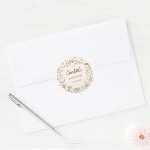 Handgezeichnete Babyshower mit Kaffee-Thema: Ein B Runder Aufkleber