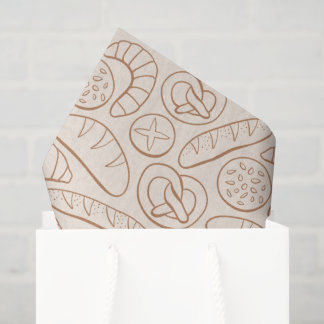 Handgezeichnete Bäckerei Backwaren Brezel Croissan Seidenpapier