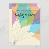 Handgezeichnete Balloon Baby Shower Einladung Vorl (Vorne/Hinten)