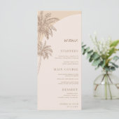 Handgezeichnete Beige Palm Tree Boho Beach Wedding Menükarte (Stehend Vorderseite)