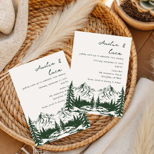 handgezeichnete Berg-Sommer-Hochzeitseinladung Einladung