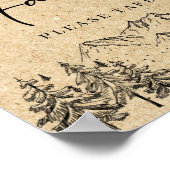 Handgezeichnete Berge Waldliebhaber Hochzeitszeich Poster (Ecke)