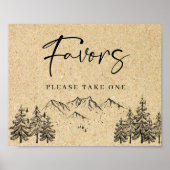 Handgezeichnete Berge Waldliebhaber Hochzeitszeich Poster (Vorne)