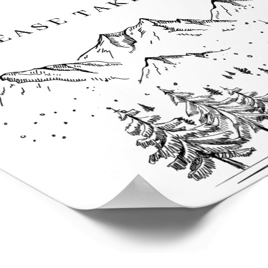 Handgezeichnete Berge Waldliebhaber Hochzeitszeich Poster (Ecke)