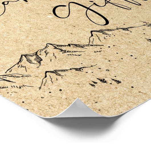 Handgezeichnete Bergkarten und Geschenke Hochzeits Poster (Ecke)