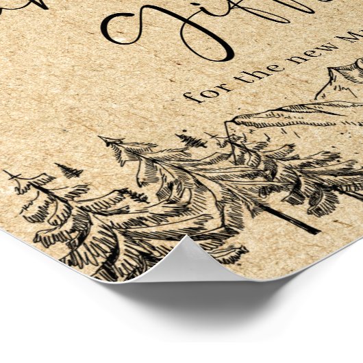 Handgezeichnete Bergkarten und Geschenke Hochzeits Poster (Ecke)