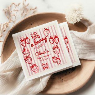 Handgezeichnete Berry Sweet Strawberries Babydusch Serviette