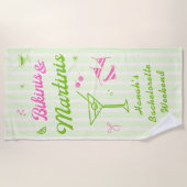 Handgezeichnete Bikinis & Martinis Junggeselinnen- Strandtuch (Vorderseite)