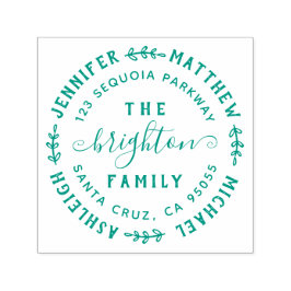 Handgezeichnete Blätter | Familiennamen und Rückse Permastempel