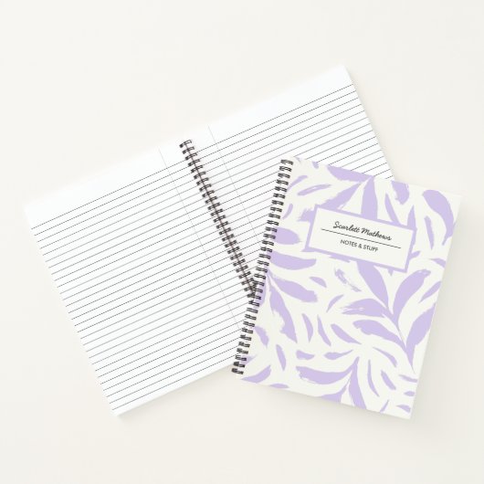 Handgezeichnete Blätter Pastellfarben Lila Nahtlos Notizblock (Innenseite)