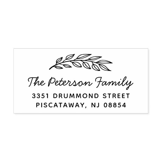 Handgezeichnete Blätter Rücksendeadresse Familienn Gummistempel (Prägung)