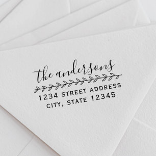 Handgezeichnete Blätter Rücksendeadresse Familienn Permastempel