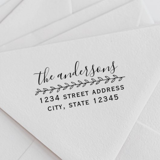 Handgezeichnete Blätter Rücksendeadresse Familienn Permastempel