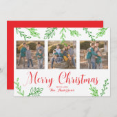 Handgezeichnete Blätter Weihnachtsfotokarte Feiertagskarte (Vorne/Hinten)