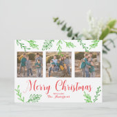 Handgezeichnete Blätter Weihnachtsfotokarte Feiertagskarte (Stehend Vorderseite)