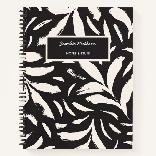 Handgezeichnete Blätter zurück Nahtloses einfaches Notizblock (Vorderseite)