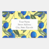 "Handgezeichnete Blaubeeren 2 Muster" Rechteckiger Aufkleber (Vorderseite)