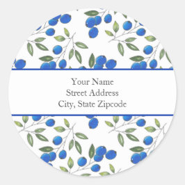"Handgezeichnete Blaubeeren-Muster" Runder Aufkleber