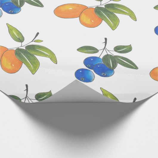 Handgezeichnete Blaubeeren und Kumquats Muster Geschenkpapier (Ecke)
