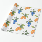 Handgezeichnete Blaubeeren und Kumquats Muster Geschenkpapier (Ungerollt)