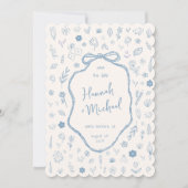 Handgezeichnete blaue Blumen Winterhochzeit Save The Date (Vorderseite)