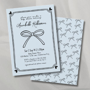 Handgezeichnete blaue Bogen-Baby-Shower-Einladung Einladung