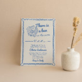 Handgezeichnete blaue Bun in der Oven Boy Baby Dus Einladung