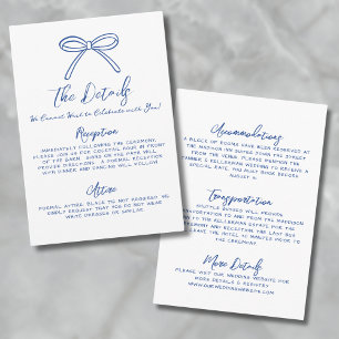 Handgezeichnete blaue Hochzeitsdetails Begleitkarte