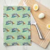 Handgezeichnete blaue Krabbe mit Hammer Mallet Cra Geschirrtuch (Viertel Falte)