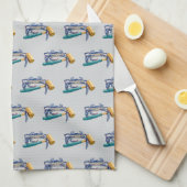 Handgezeichnete blaue Krabbe mit Hammer Mallet Cra Geschirrtuch (Viertel Falte)