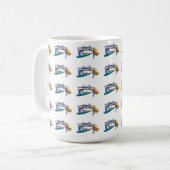 Handgezeichnete blaue Krabbe mit Hammer Mallet Cra Kaffeetasse (Vorderseite Links)