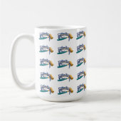 Handgezeichnete blaue Krabbe mit Hammer Mallet Cra Kaffeetasse (Links)