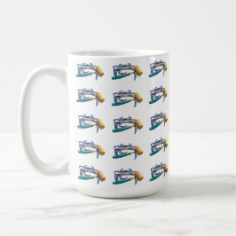 Handgezeichnete blaue Krabbe mit Hammer Mallet Cra Kaffeetasse