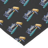 Handgezeichnete blaue Krabbe mit Hammer Mallet Cra Kurzer Tischläufer (Ecke)