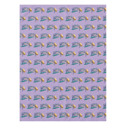 Handgezeichnete blaue Krabbe mit Hammer Mallet Cra Tischdecke (Vorderseite)