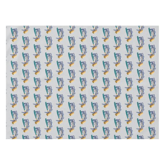 Handgezeichnete blaue Krabbe mit Hammer Mallet Cra Tischdecke (Vorderseite (Horizontal))