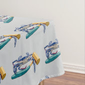 Handgezeichnete blaue Krabbe mit Hammer Mallet Cra Tischdecke (Beispiel)