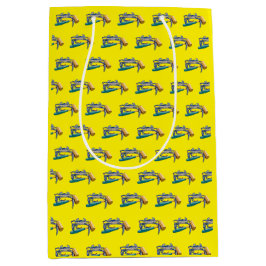 Handgezeichnete blaue Krabbe mit Hammer Mallet Mittlere Geschenktüte