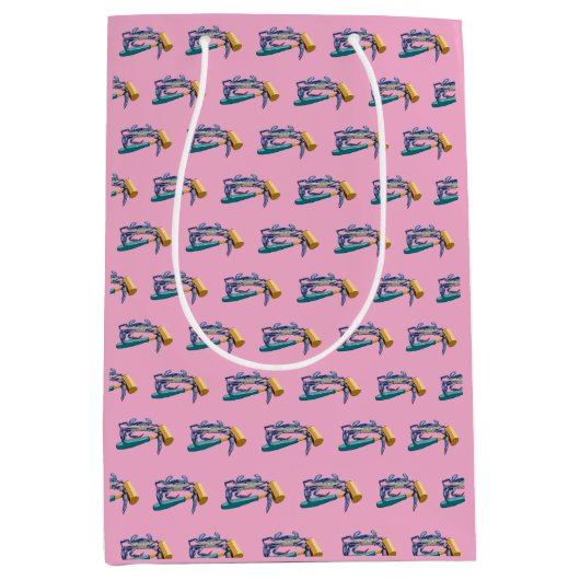 Handgezeichnete blaue Krabbe mit Hammer Mallet Mittlere Geschenktüte (Vorderseite)