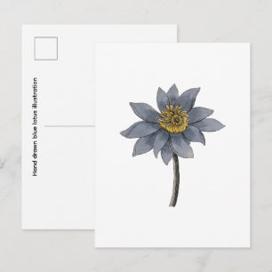 Handgezeichnete blaue Lotus-Illustration Postkarte