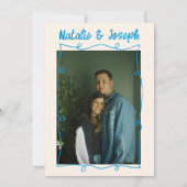 Handgezeichnete blaue Quarzkuchen-Minimal-Rahmen H Einladung (Rückseite)