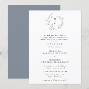 Handgezeichnete blaue Sketch-Wreath-Feier Einladung