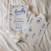 Handgezeichnete blaue, vor Ort gezüchtete Baby-Dus Einladung