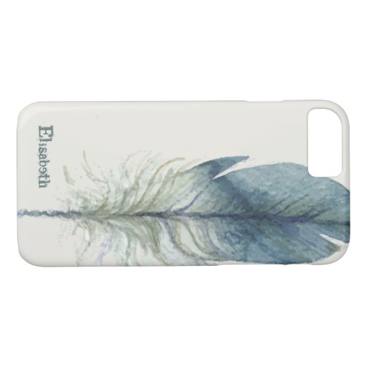 Handgezeichnete blaugraue Wasserfarbenfeder Case-Mate iPhone Hülle (Rückseite (Horizontal))