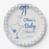Handgezeichnete Blue Albern Gose Ribbon Babydusche Pappteller (Vorderseite)