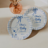 Handgezeichnete Blue Albern Gose Ribbon Babydusche Pappteller