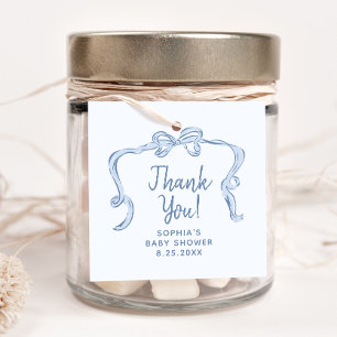 Handgezeichnete Blue Bow Boy Baby Dusche Tags Geschenkanhänger